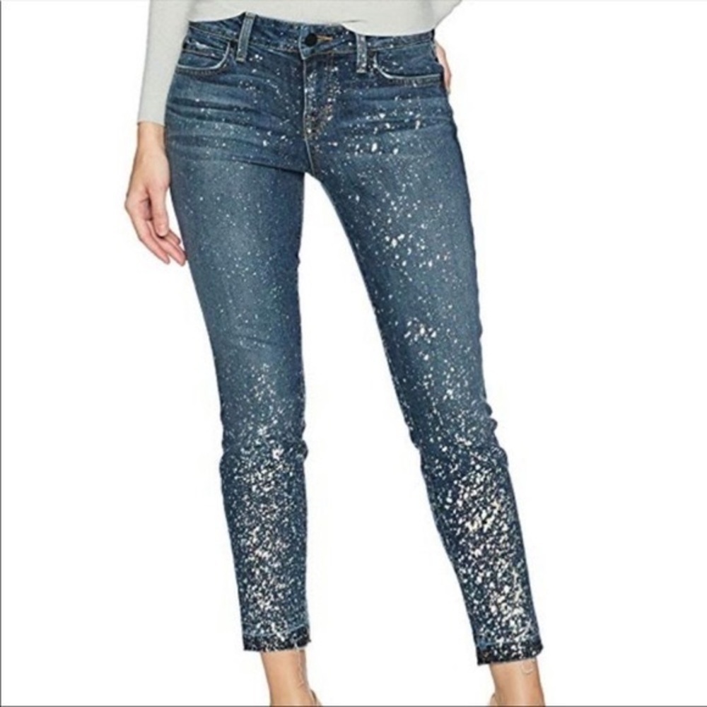 Level 99 for Evereve Amber Slouchy Skinny Jeans Galaxy Splatter Print Size 26